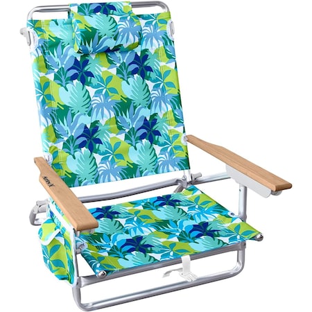 Hurley Deluxe Backpack Wood Arm Beach Chair, Chuns, Skyline CHHRDLXWCHSK